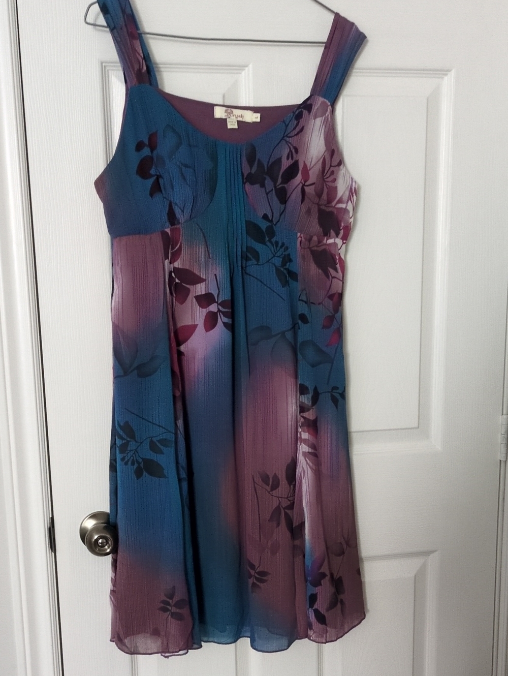 Aryeh Blue and Purple Floral Ombre Midi Dress